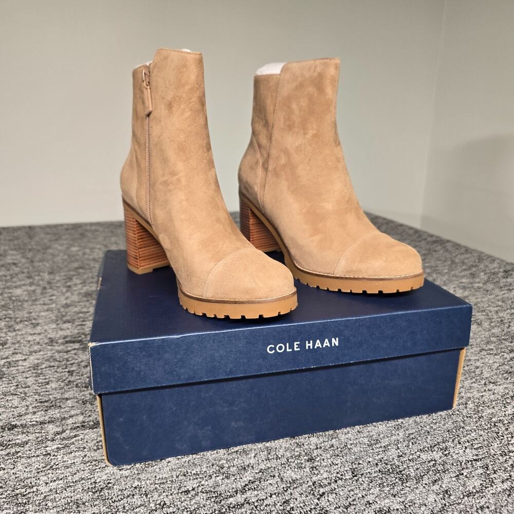 Cole Haan Foster IZ Bootie 80M Women 11 Light Whiskey Suede Lug Ankle Boots NIB